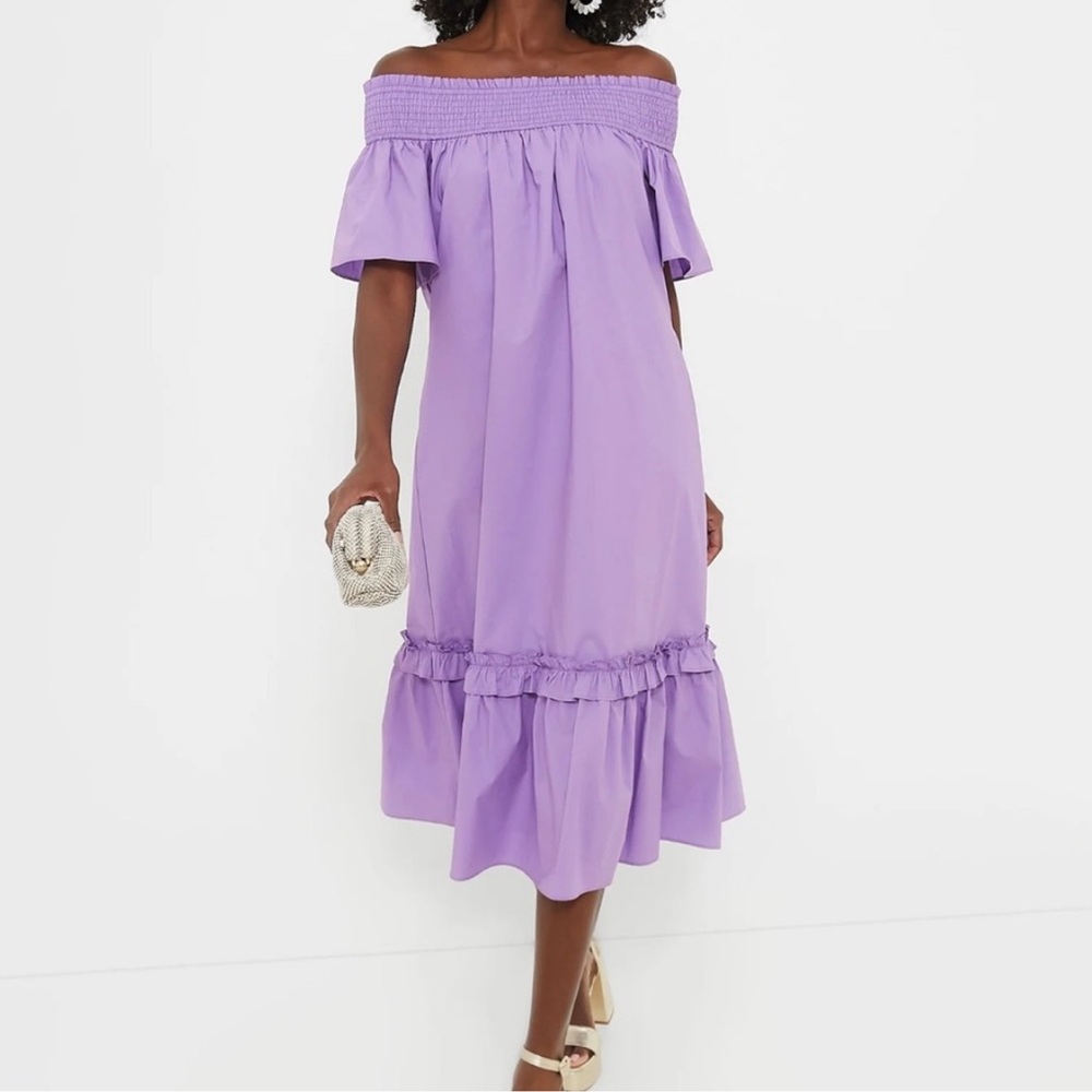 Hyacinth house lilac off the shoulder dress